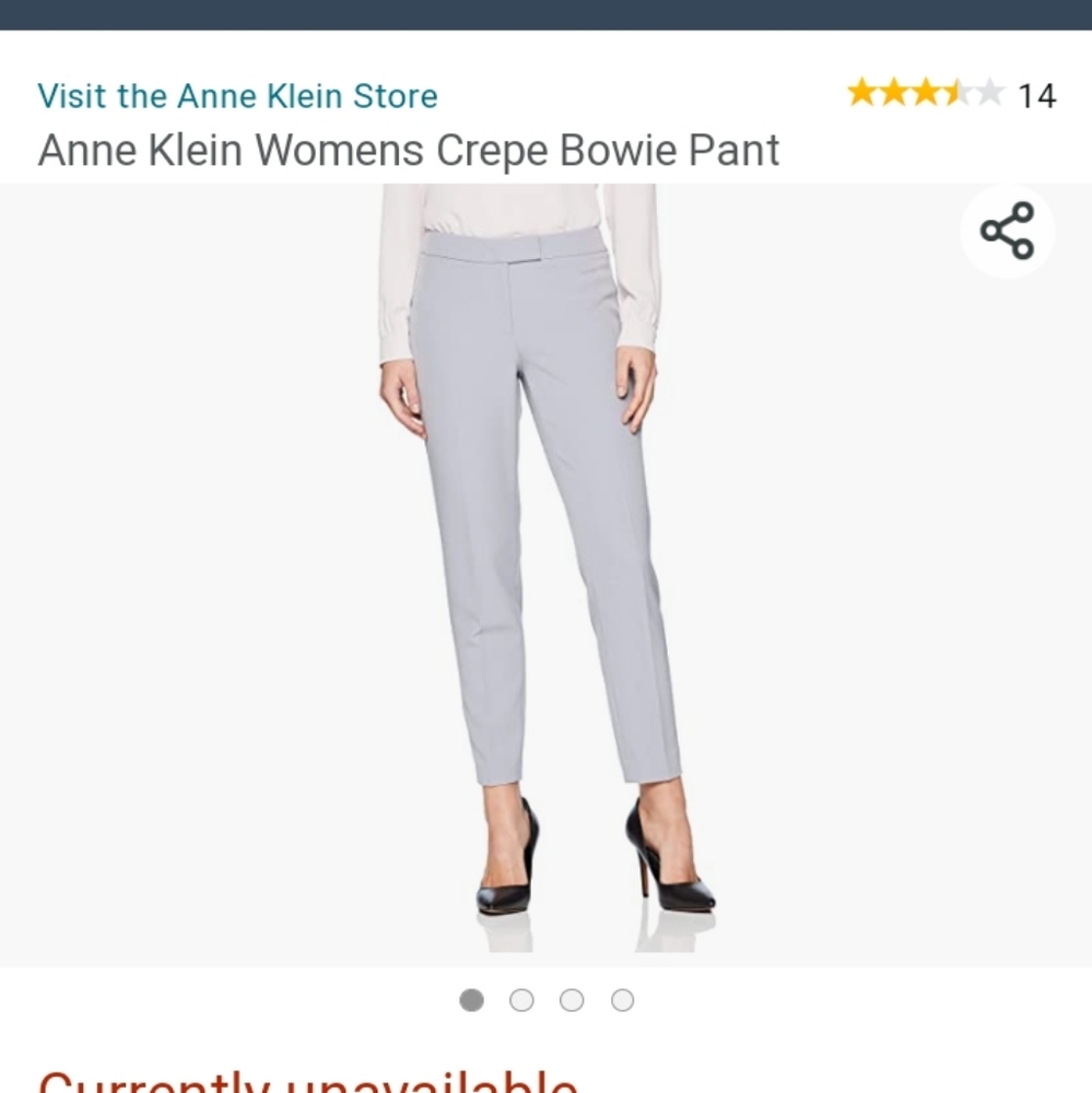 ANNE KLEIN CREPE BOWIE PANT GRAY SIZE 14